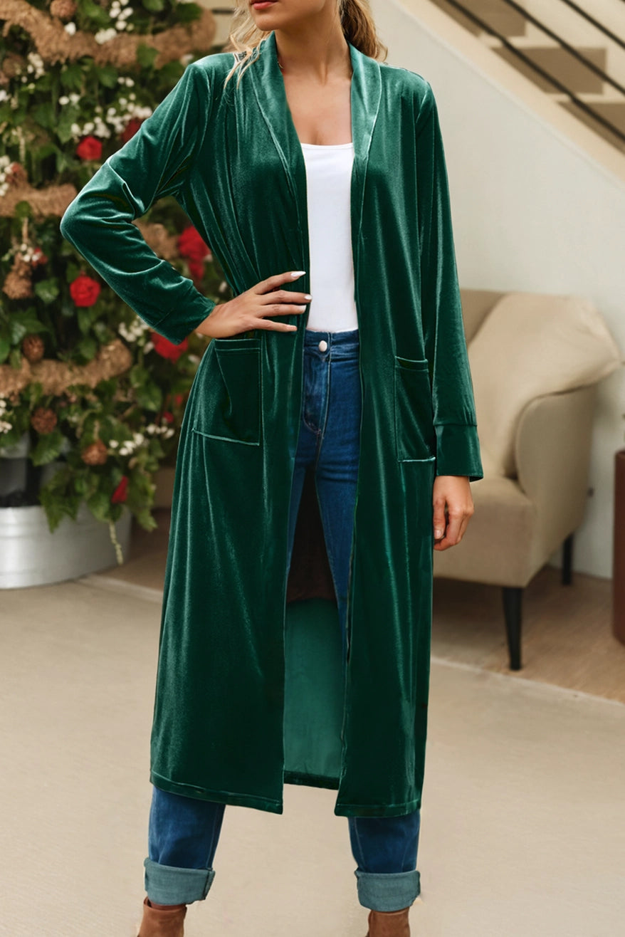 Holiday Velvet Duster - Evergreen