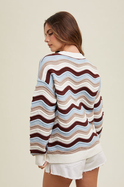 Espresso Wavy Striped Sweater