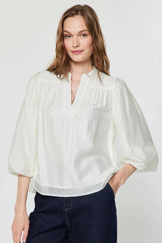 cream top with rhinestones