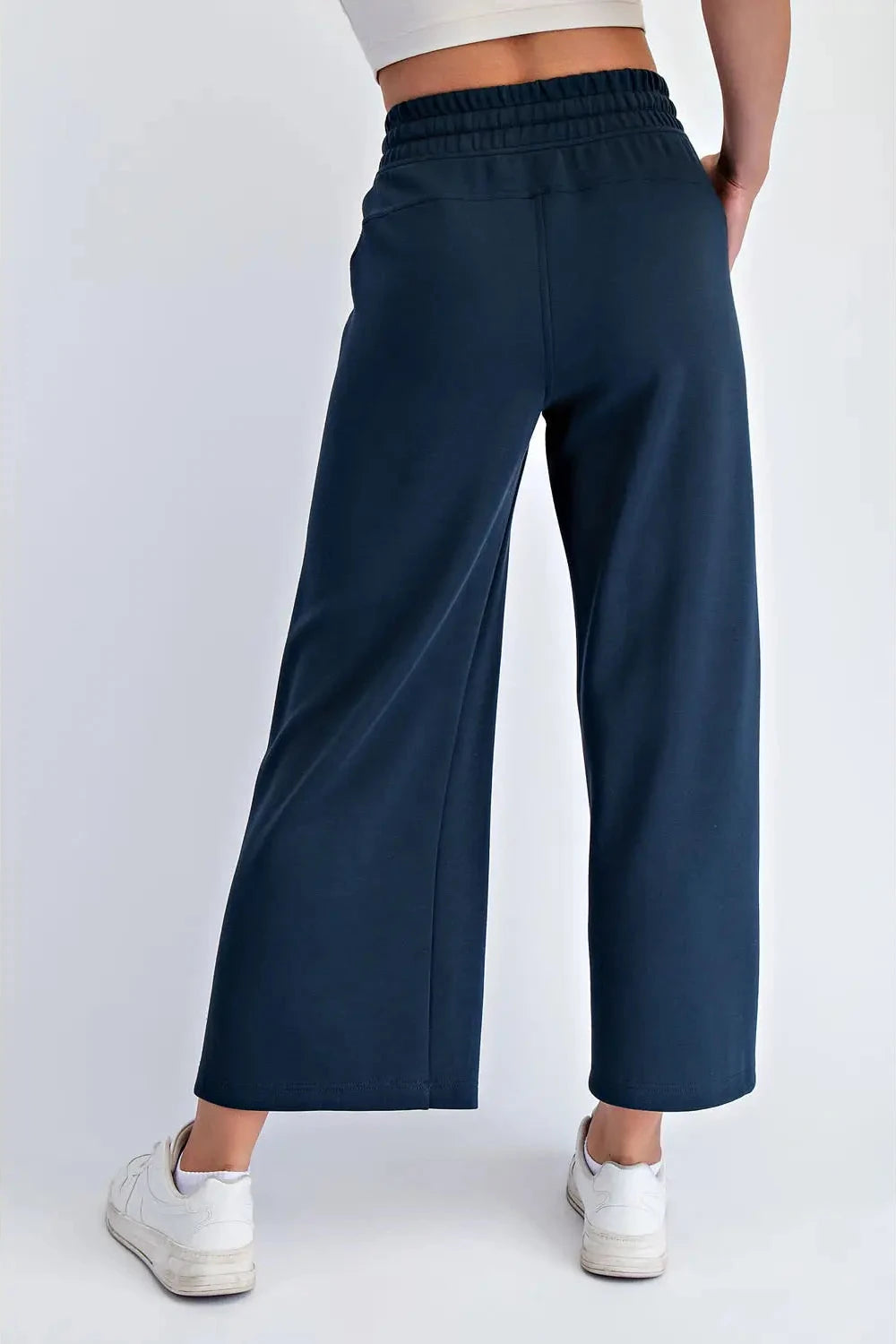 Modal Scuba Cropped Wide Pants - True Navy