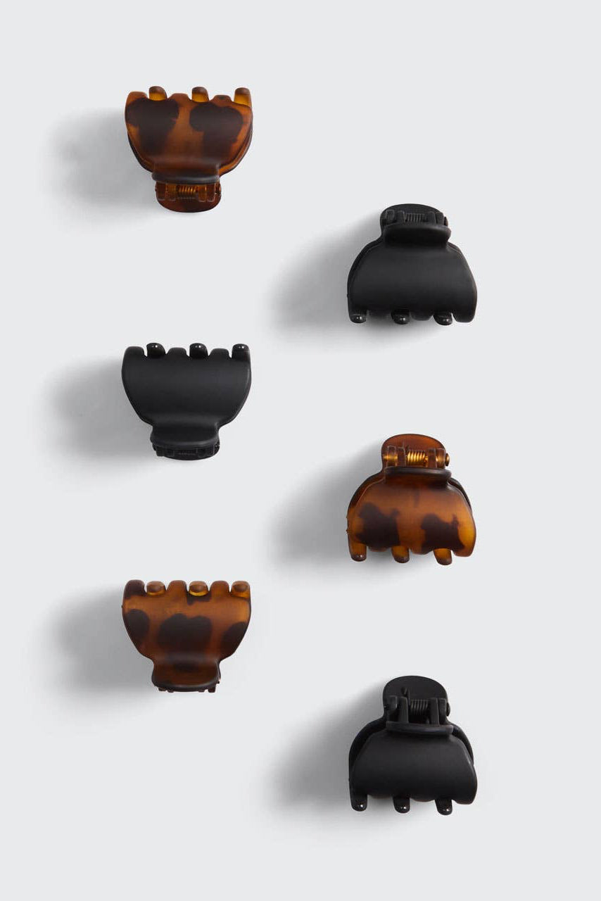 Recycled Plastic X-Small Claw Clips 6pc - Black & Tort