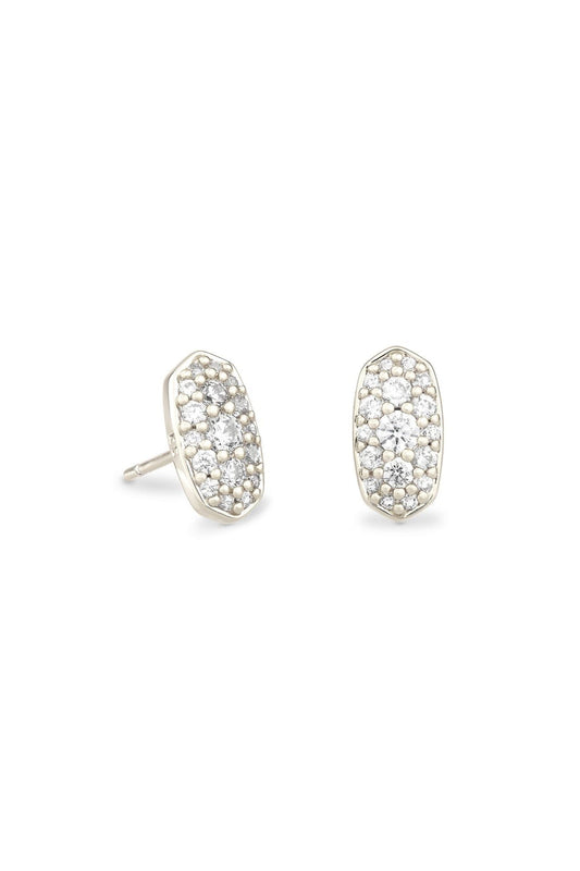 Kendra Scott Grayson Crystal Stud Earrings - Rhodium White with CZ