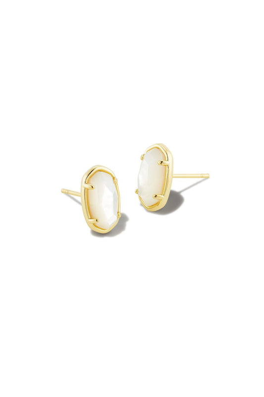 Kendra Scott Grayson Stone Stud Earrings - Gold Ivory Mother of Pearl