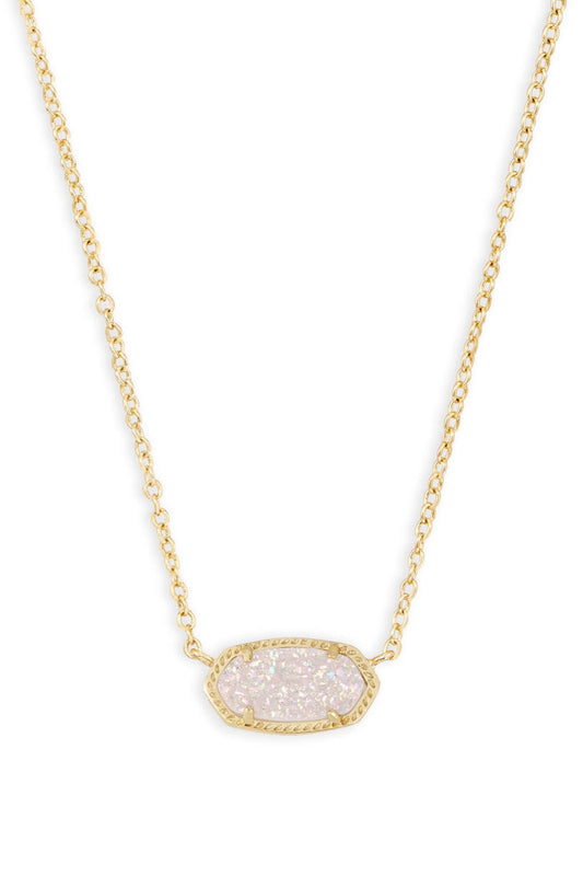 Kendra Scott Elisa Short Pendant Necklace - Gold Iridescent Drusy