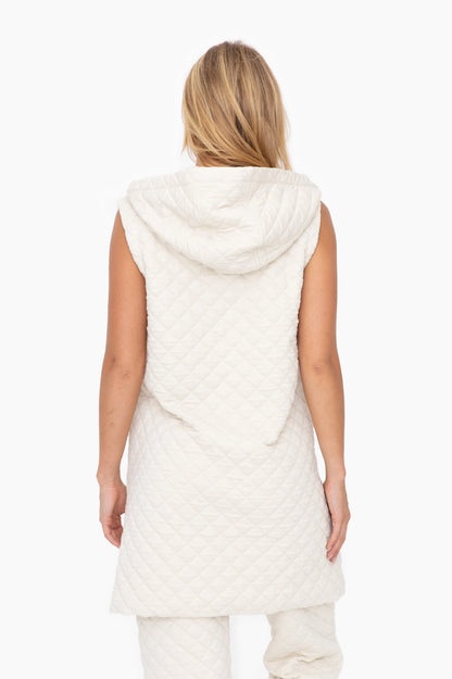 Long Ivory Quilted Vest