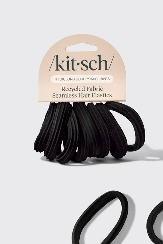 Recycled Seamless Hair Elastics 8pc Set- Black