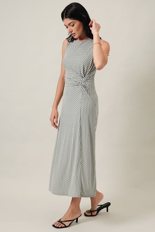 Green Geometric Print Midi Dress