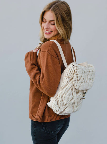 Cream Knit Backpack