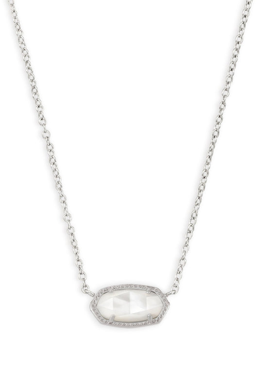 Kendra Scott Elisa Short Pendant Necklace - Rhodium Ivory Mother Of Pearl