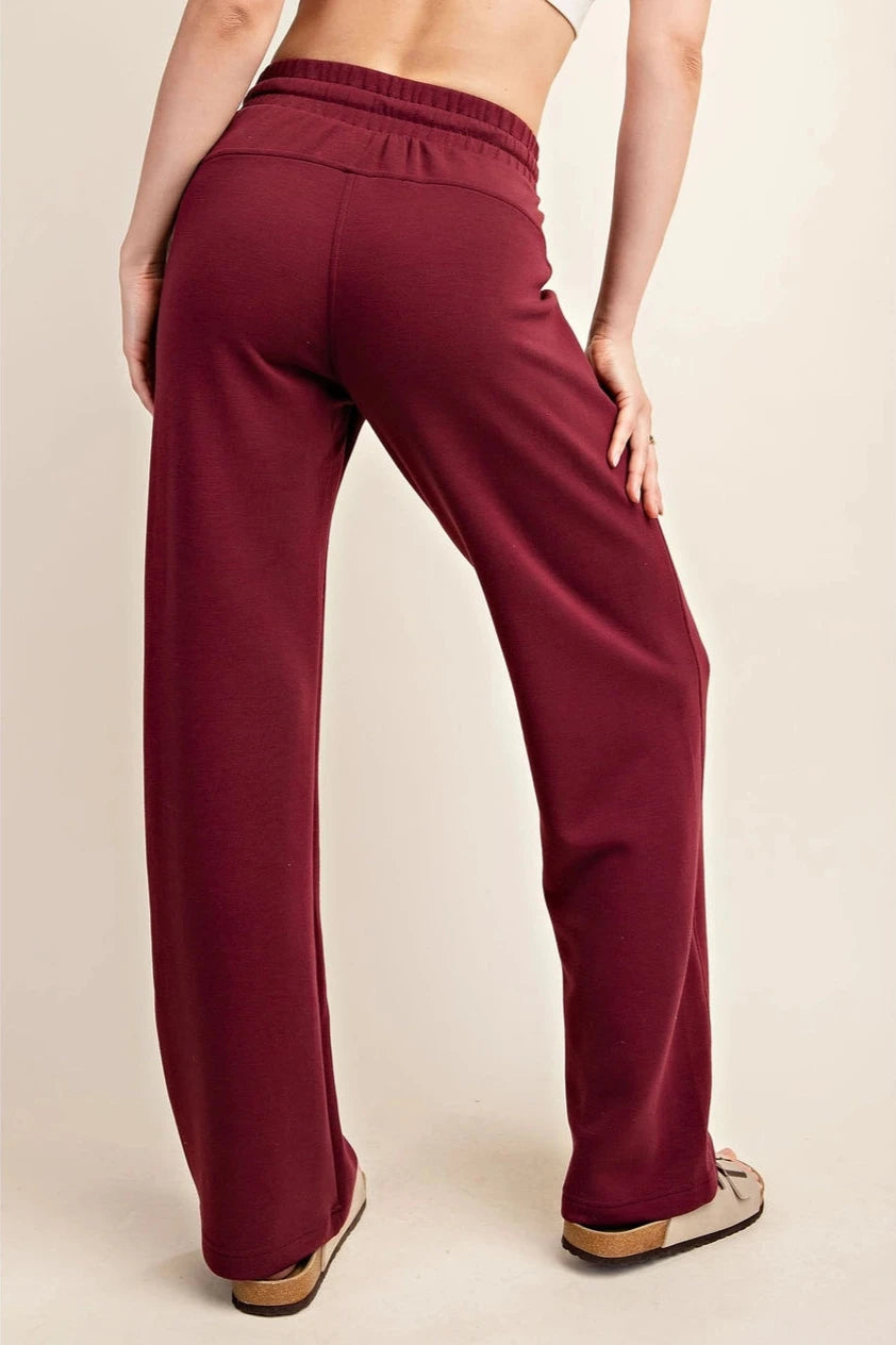 Scuba Straight Leg Pants - Burgundy