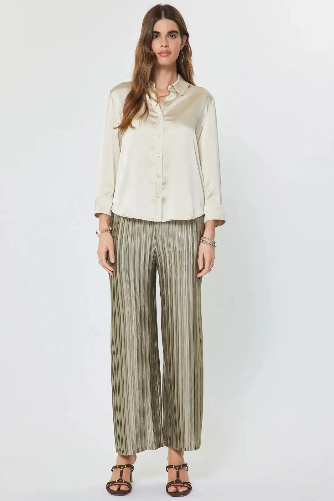 satin button down top