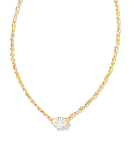 Kendra Scott Cailin Crystal Pendant Necklace - Gold White CZ