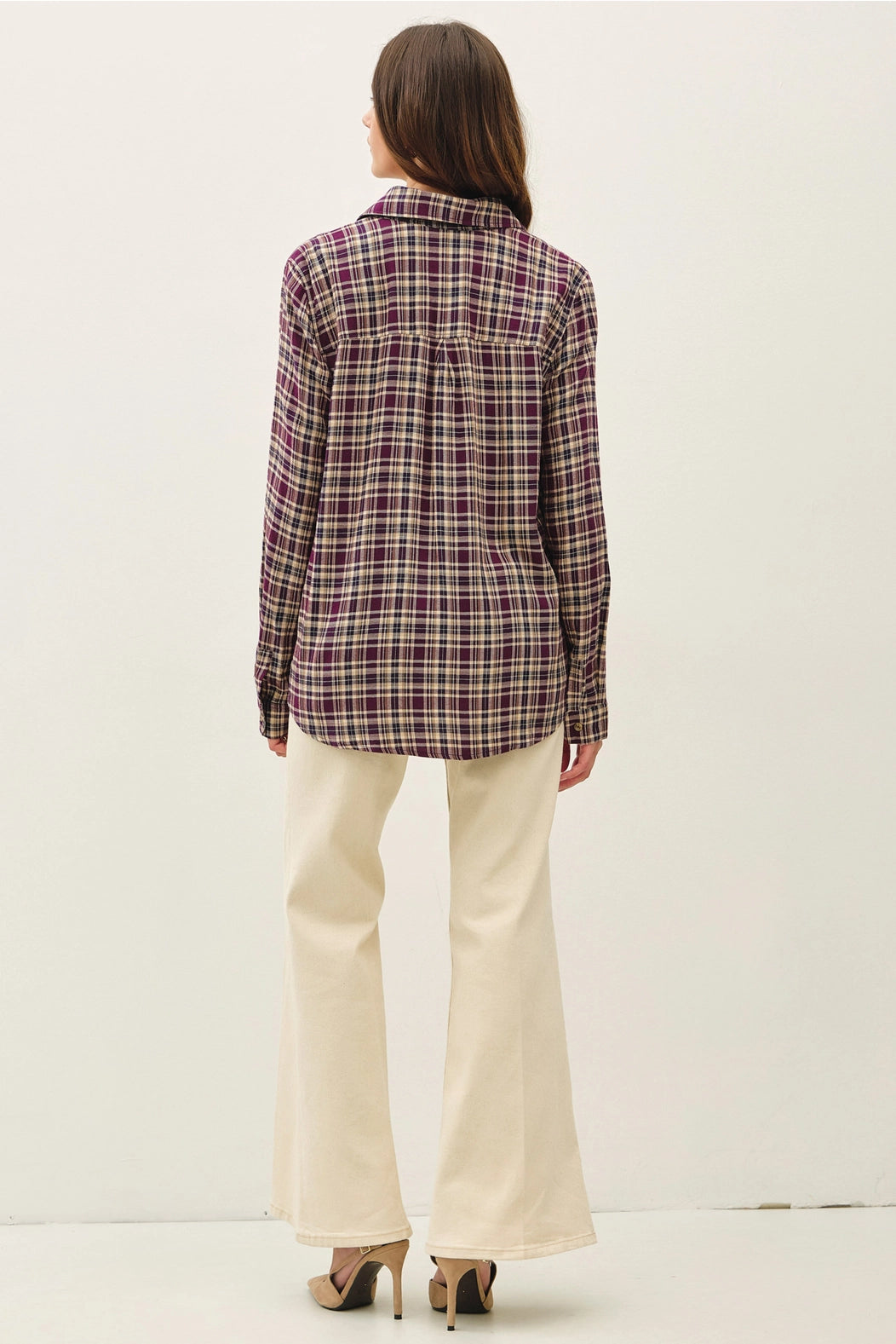Plaid Flannel Shirt- Plum