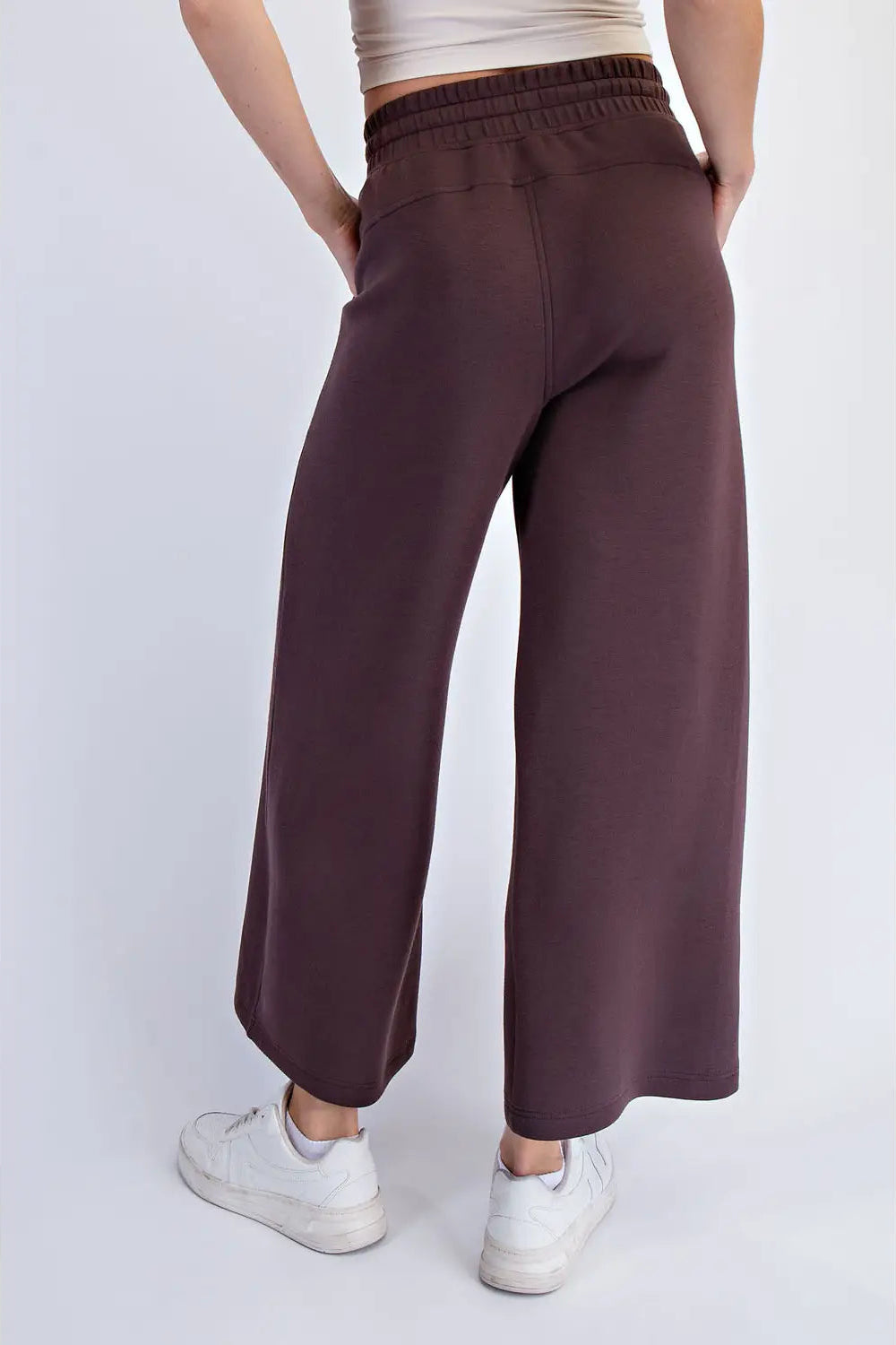 Modal Scuba Cropped Wide Pant - Espresso