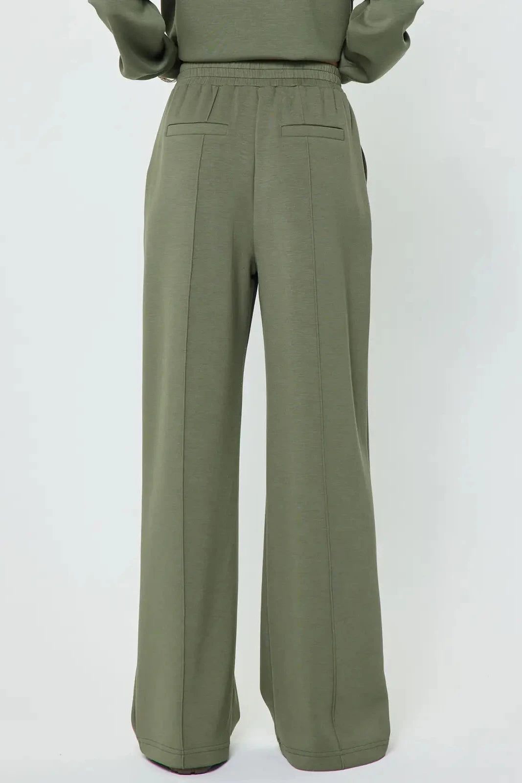 Wide Leg Scuba Pants - Olive