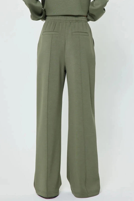 Wide Leg Scuba Pants - Olive