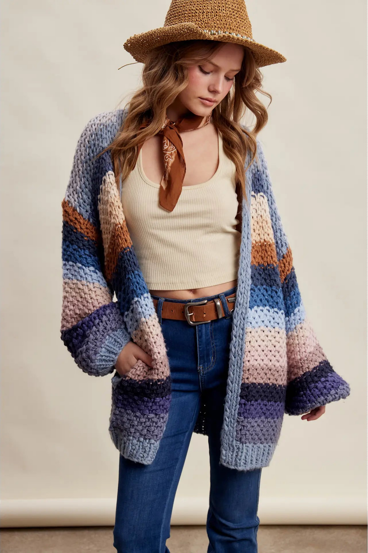 Slate Blue Rainbow Cardigan