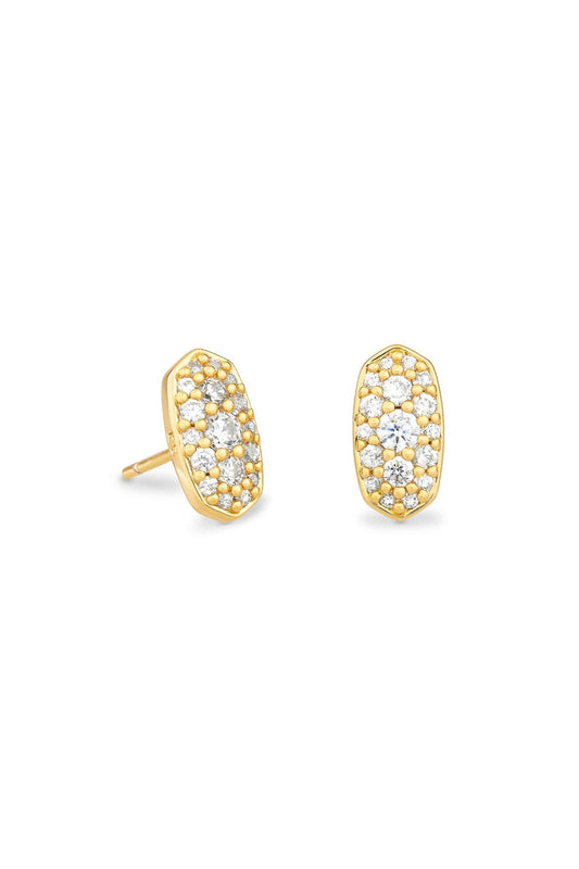 Kendra Scott Grayson Crystal Stud Earrings - Gold with White CZ