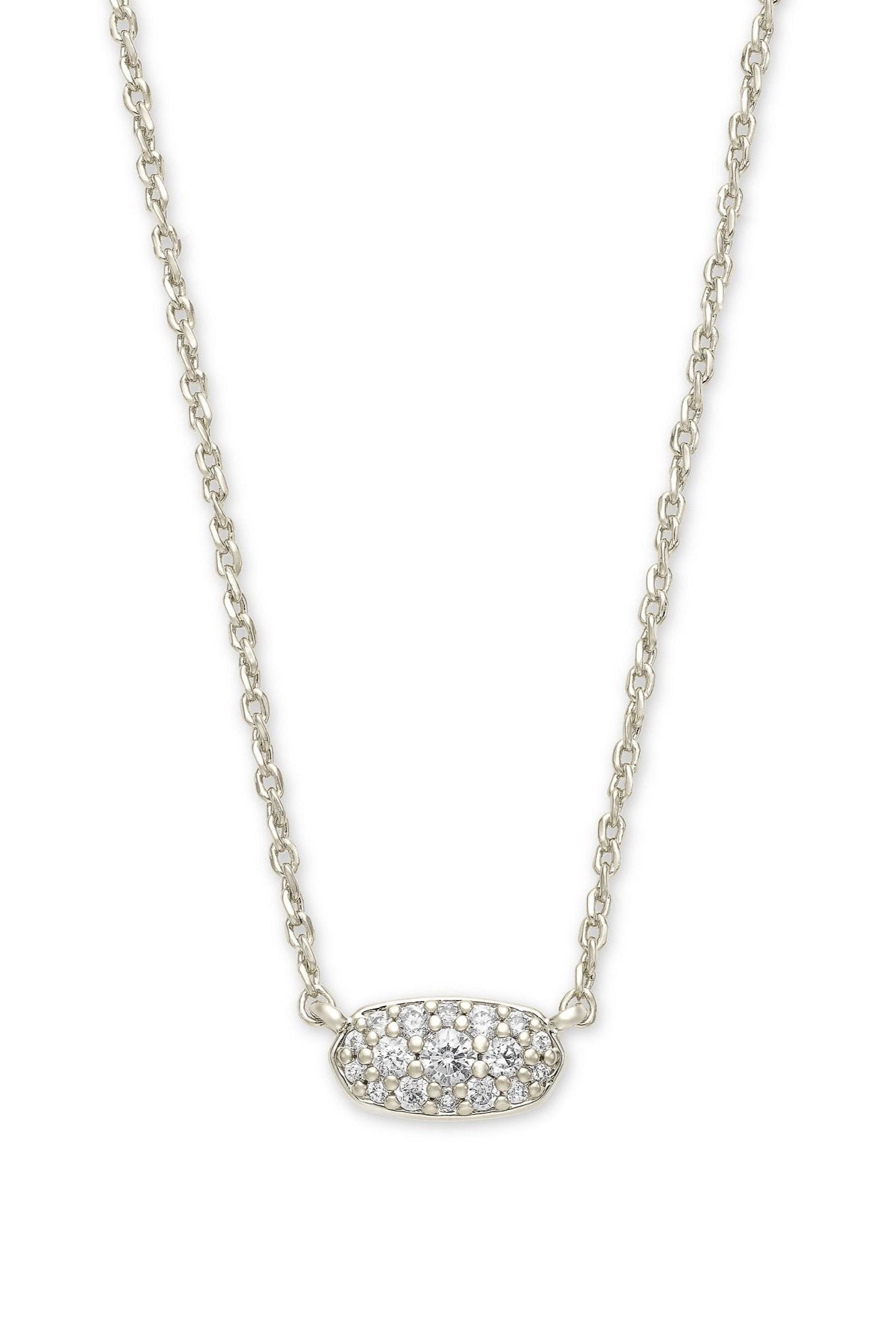 Kendra Scott Grayson Silver Pendant Necklace - White Crystal