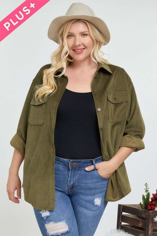 Plus Size Olive Shacket