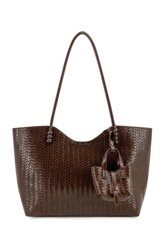 Aveline Woven Leather Tote Bag