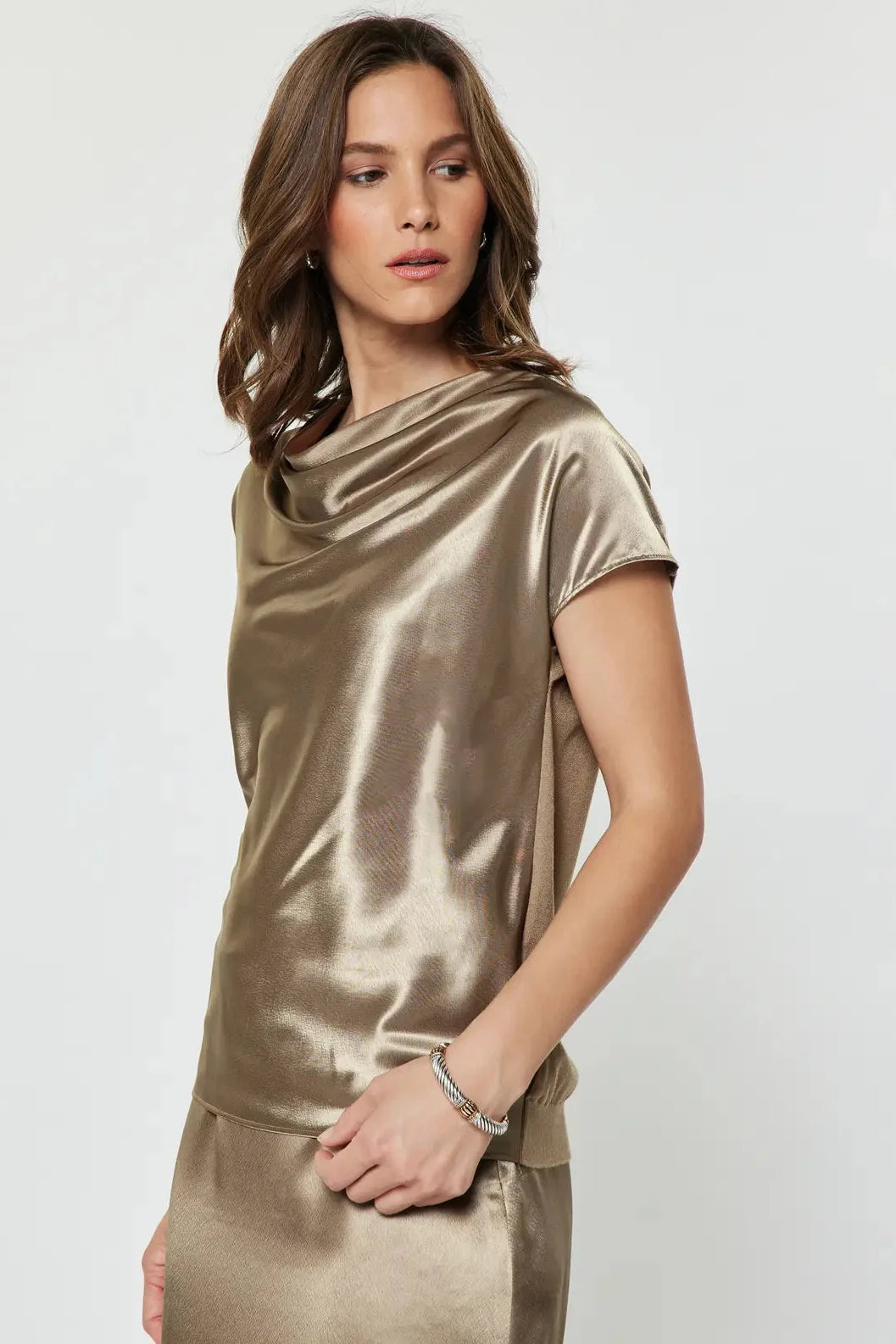Cowl Neck Mixed Top