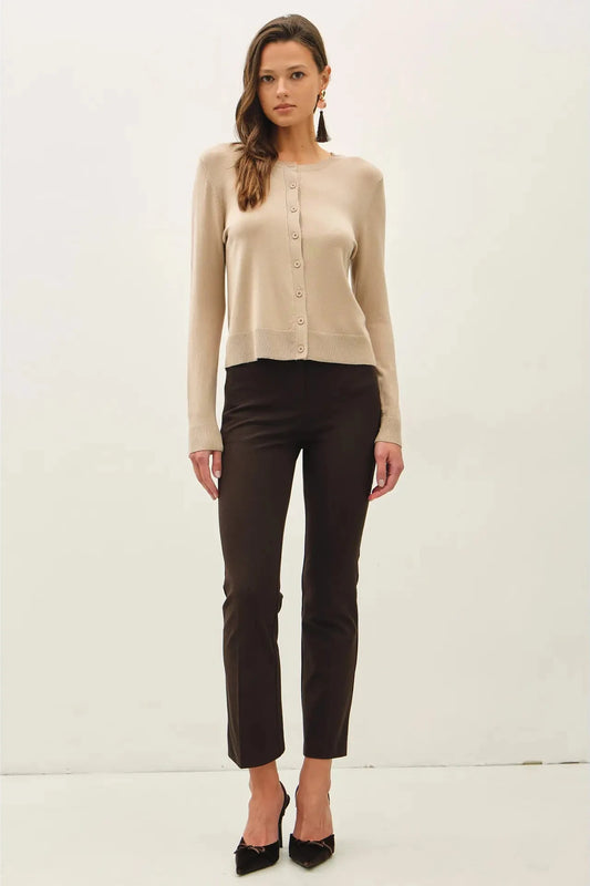 tan button up cardigan