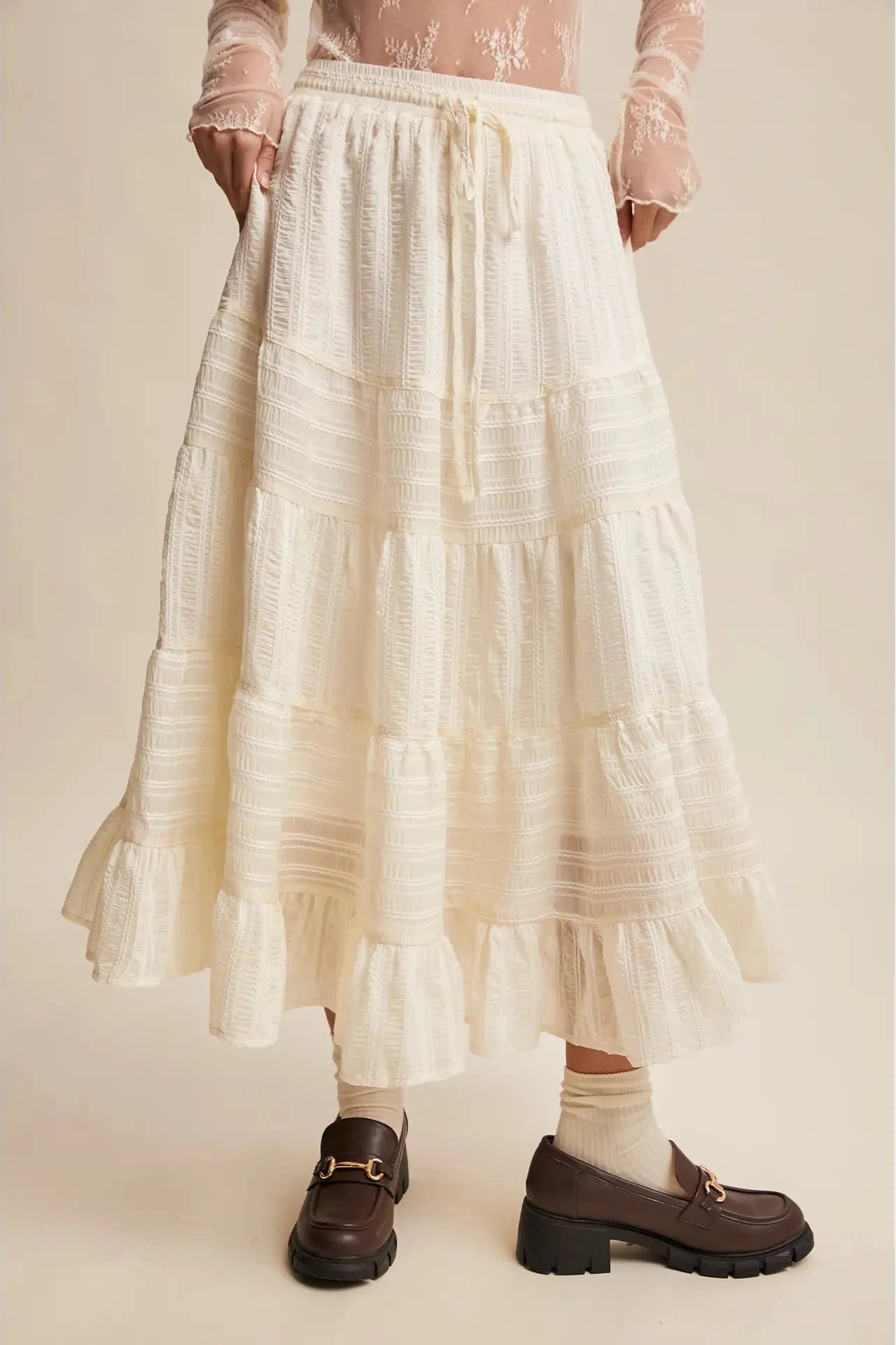 Cream Maxi Skirt was Detail