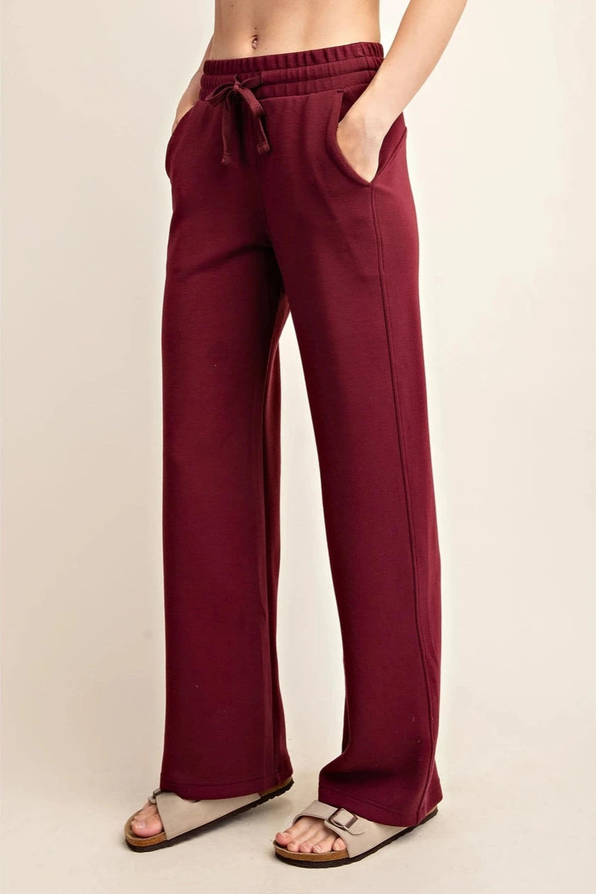 Scuba Straight Leg Pants - Burgundy