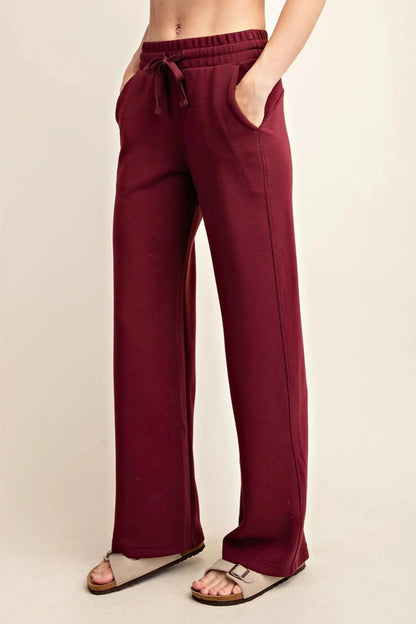 Scuba Straight Leg Pants - Burgundy