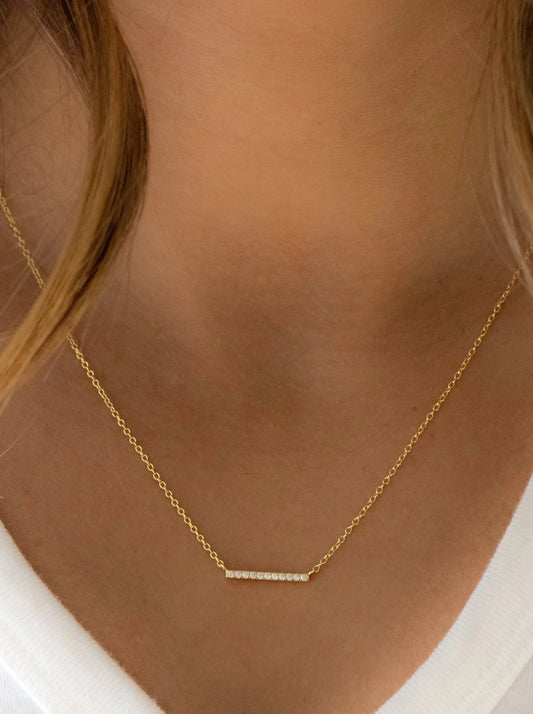 Pavé Bar Necklace - Gold