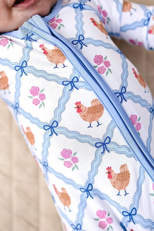 Bamboo Chicken & Flowers Onesie