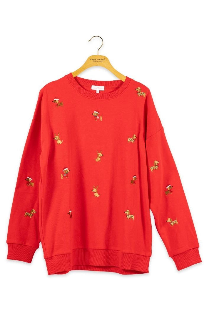 Holiday Dog Embroidered Crewneck