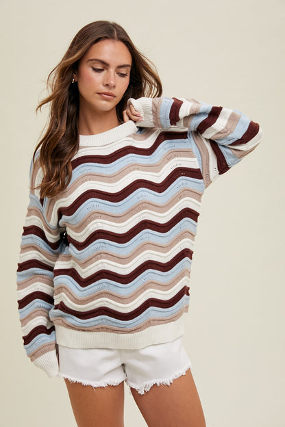 Espresso Wavy Striped Sweater