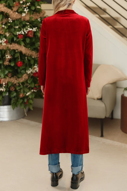 Holiday Velvet Duster - Red