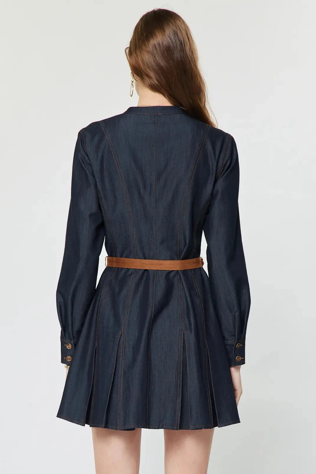 Dark Denim Belted Dress