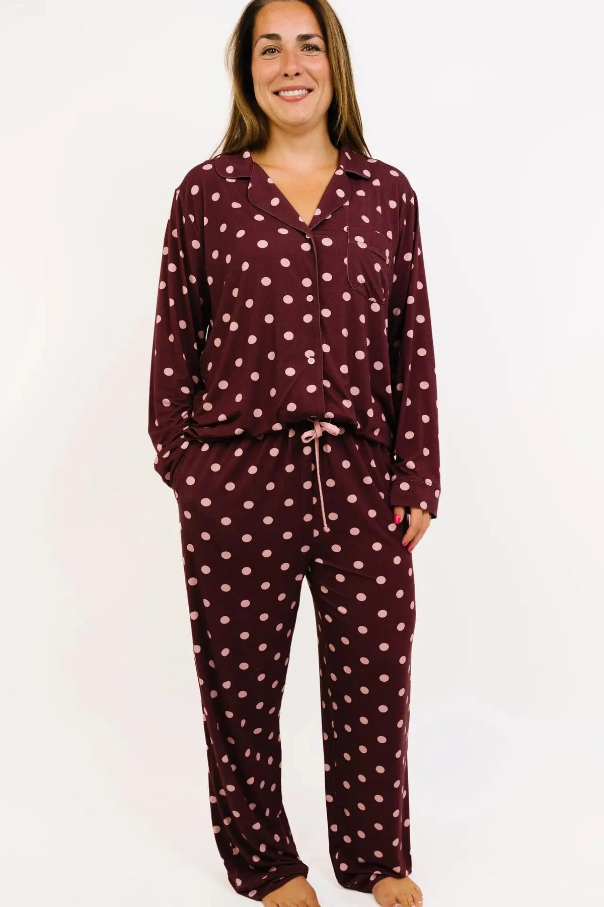 Mulberry Polkadot Women's Bamboo Pajama Set
