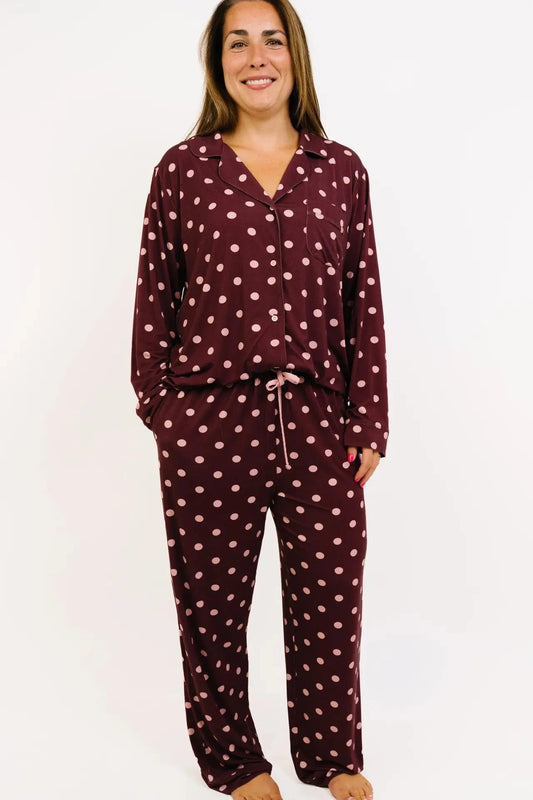 Mulberry Polkadot Women's Bamboo Pajama Set