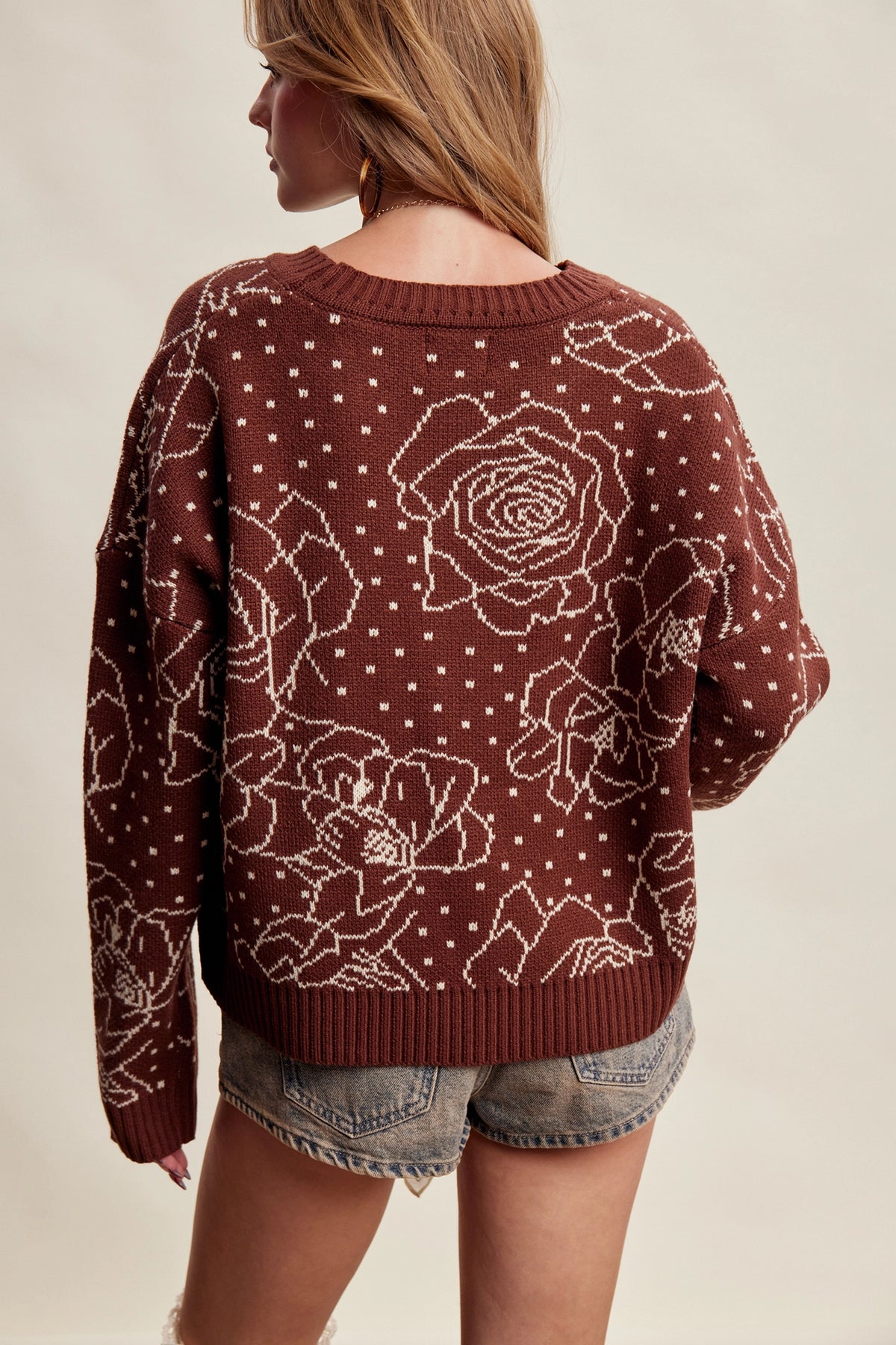 Floral Intarsia Knit Sweater