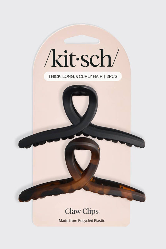 Recycled Plastic Large Loop Claw Clips 2pc - Black & Tort
