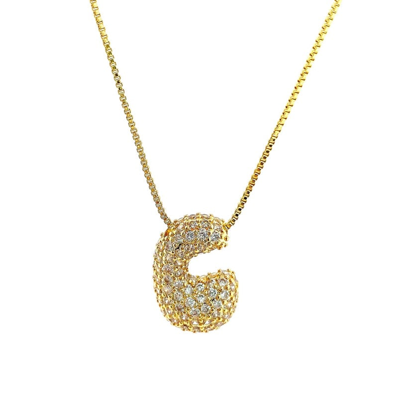 Initial Cz Bubble Necklace