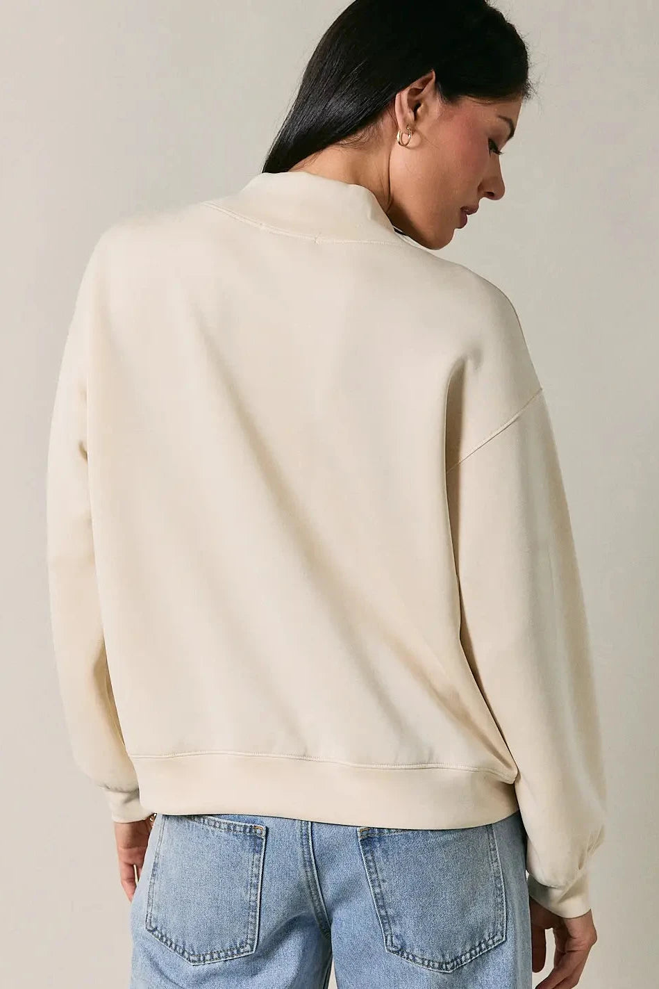 Cream Mockneck Oversized Scuba Top