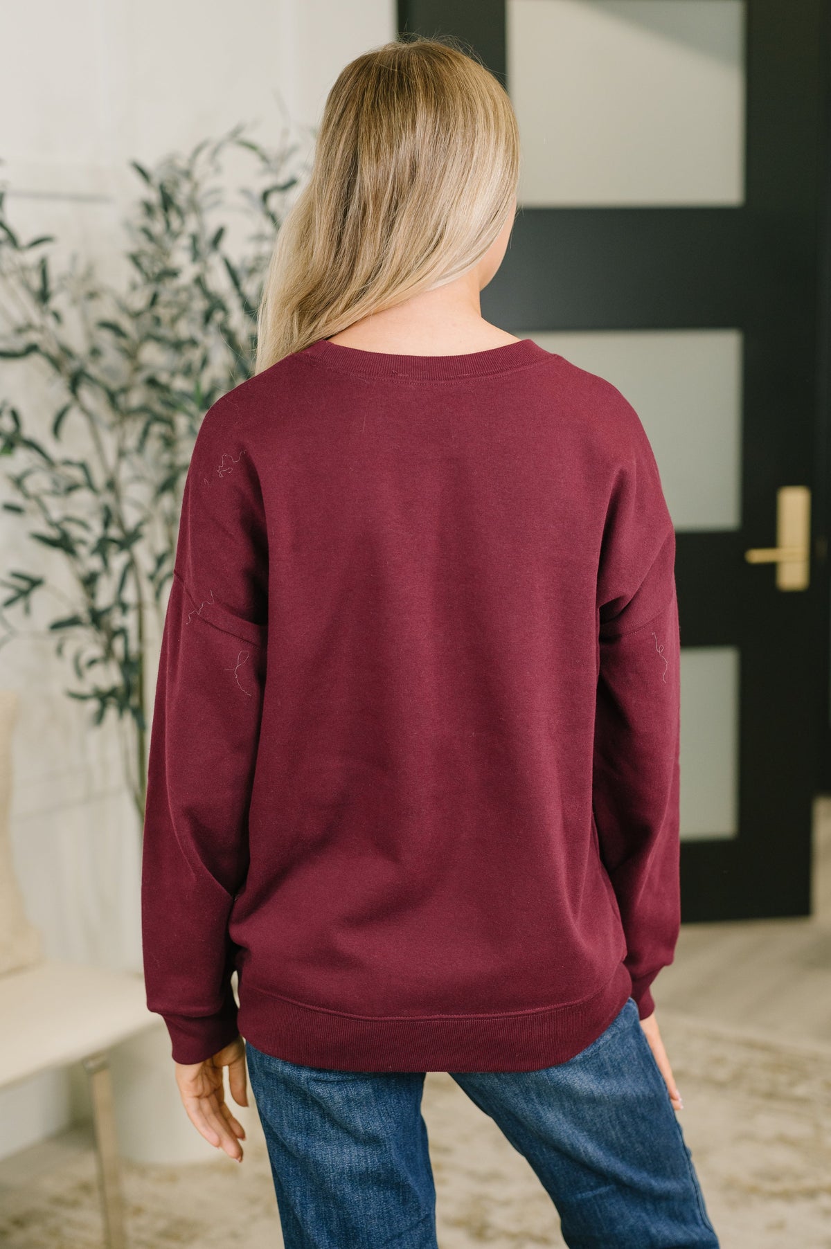 Drop Shoulder Pullover in Dark Burgundy (Online Exclusive)