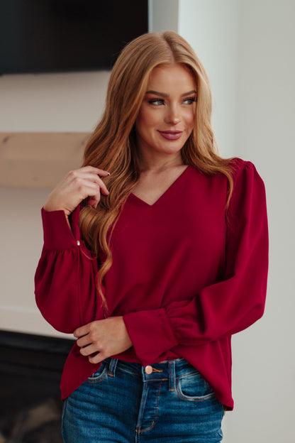 Back in Business V-Neck Blouse (Online Exclusive)