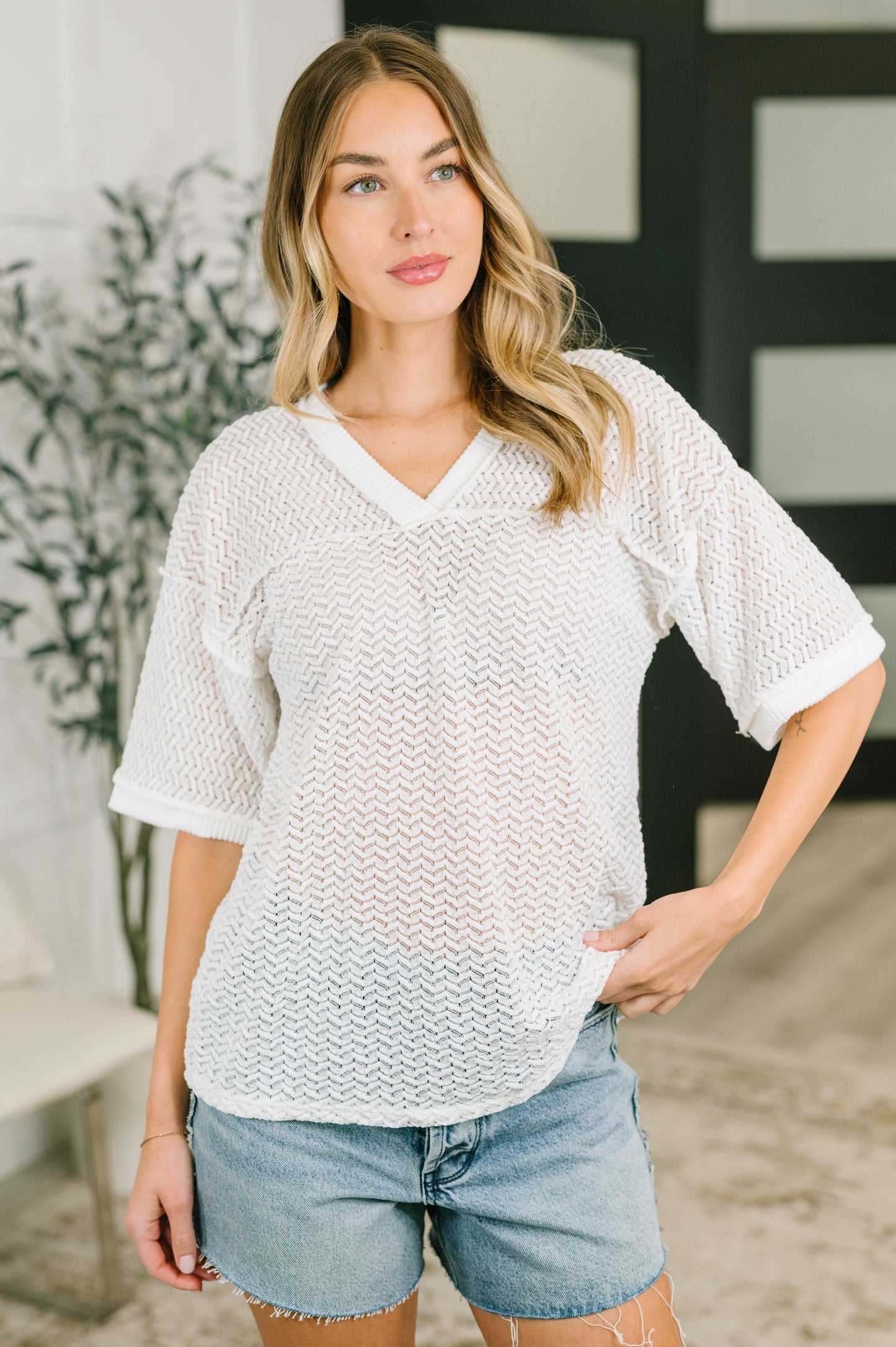 Beginning to Care Textured Oversized Top (Online Exclusive)