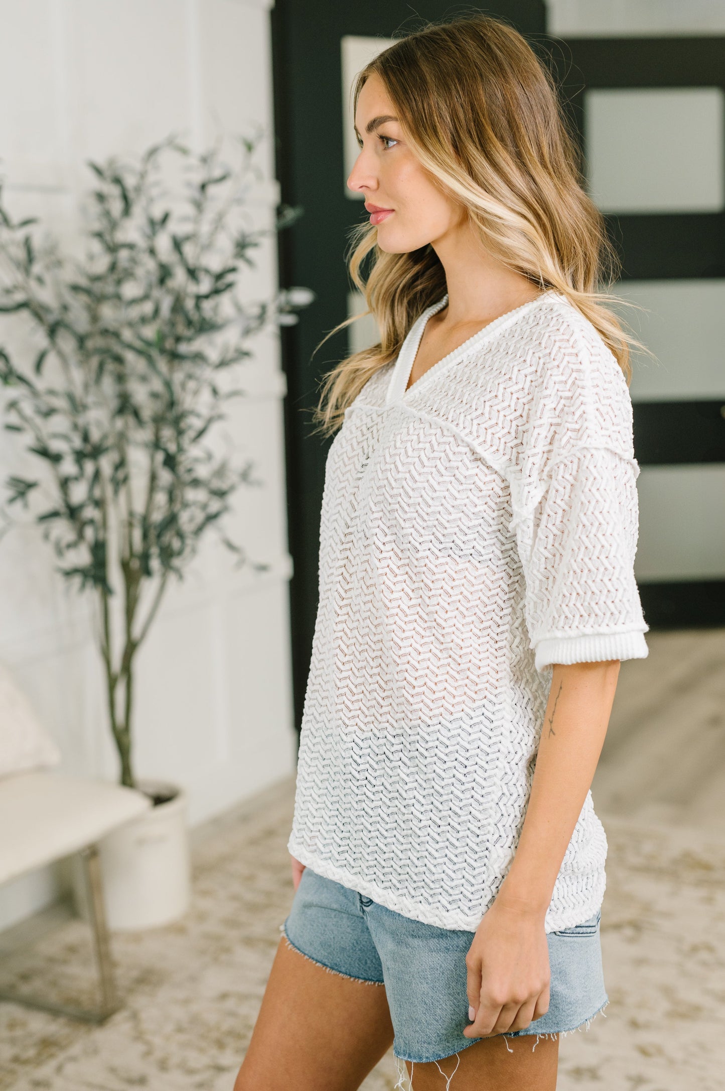 Beginning to Care Textured Oversized Top (Online Exclusive)