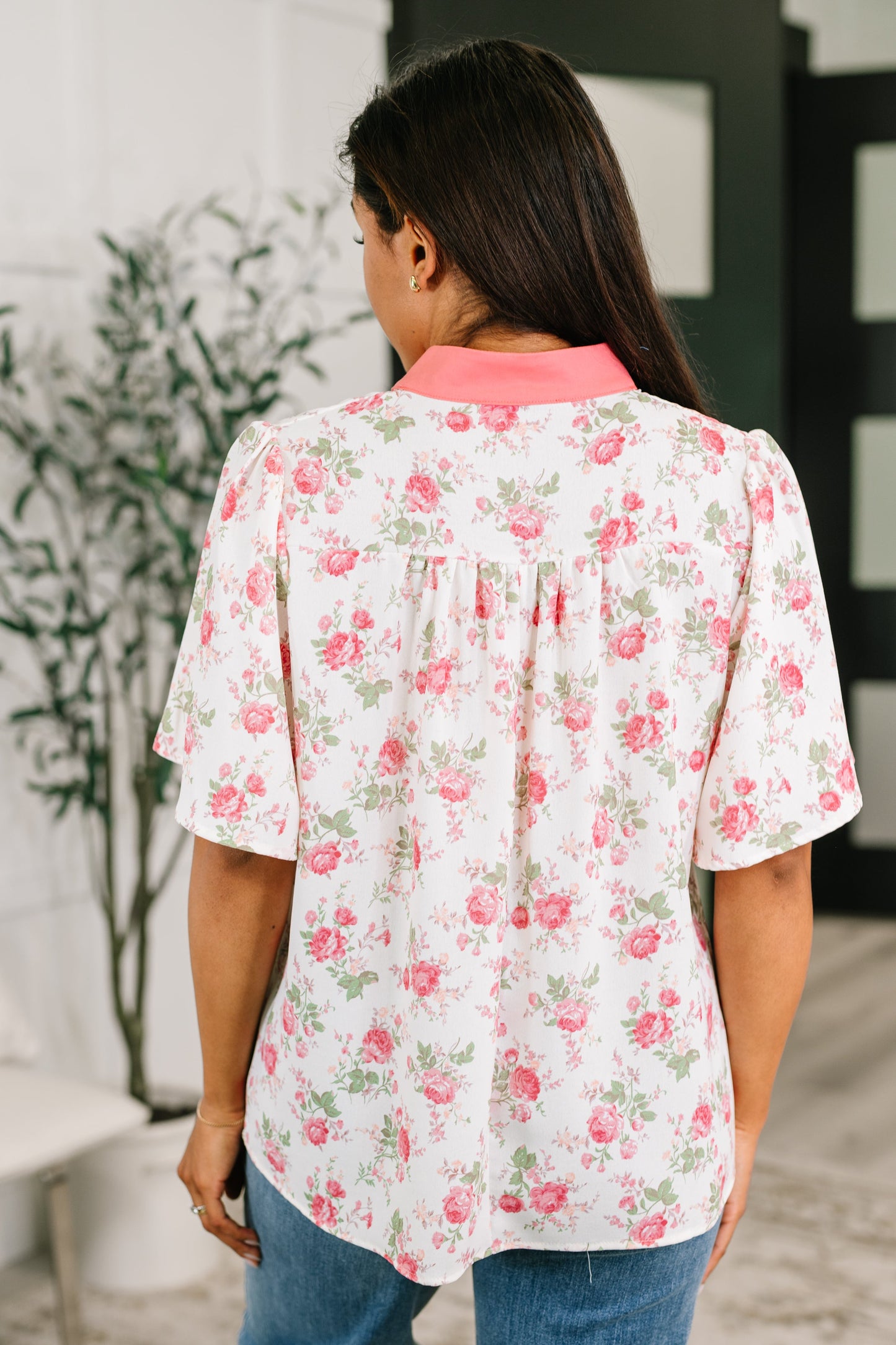 Blooming Season Split Neck Floral Blouse (Online Exclusive)