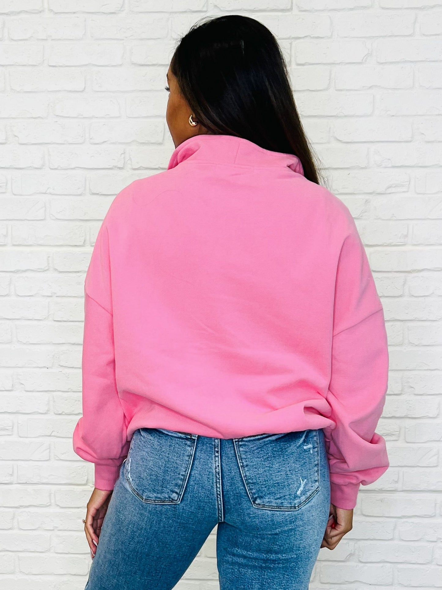 Bonbon Delight Half Zip Pullover in Pink (Online Exclusive)