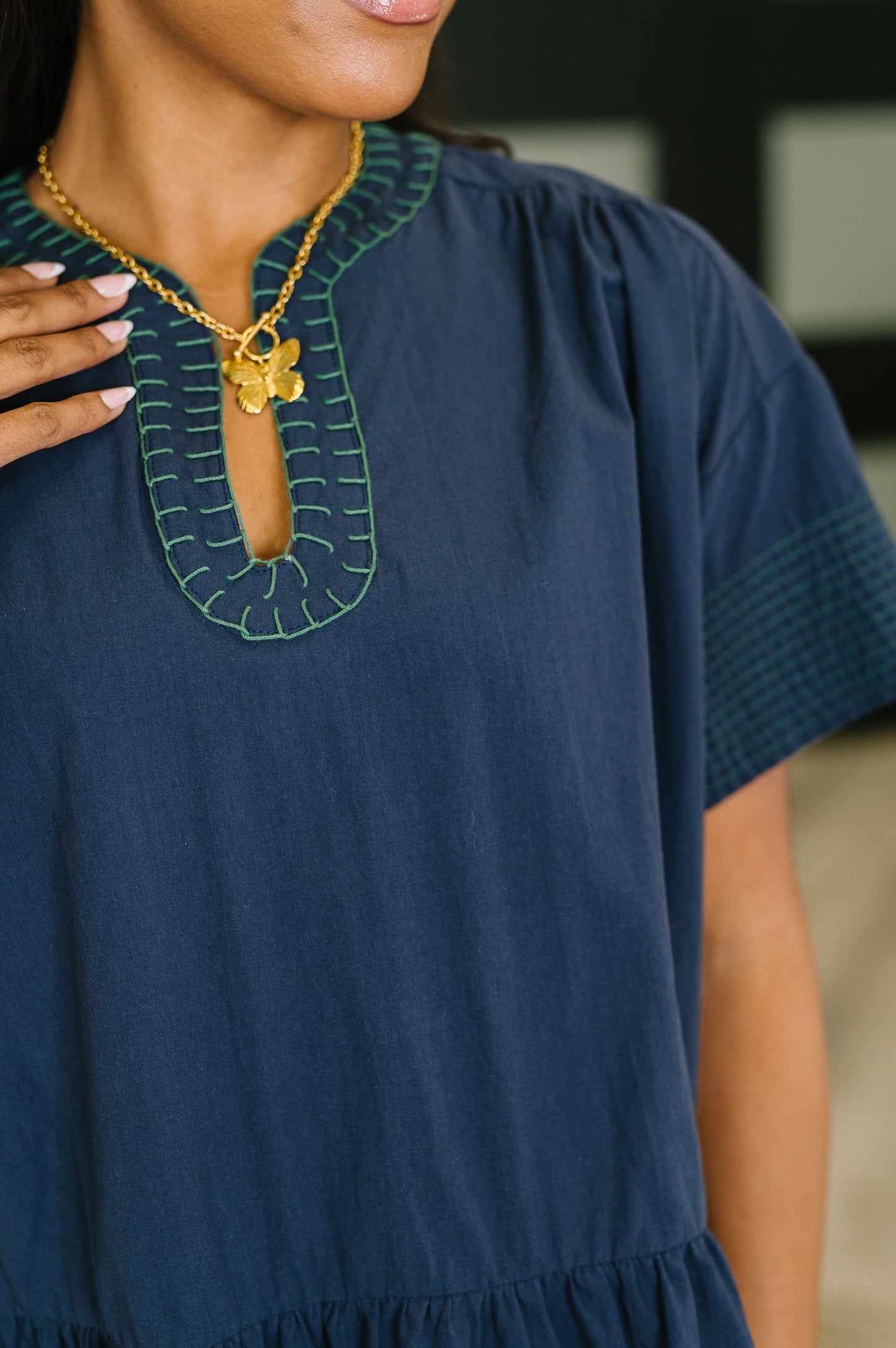 Boot Scootin' Boogie Tiered Dress in Navy (Online Exclusives)