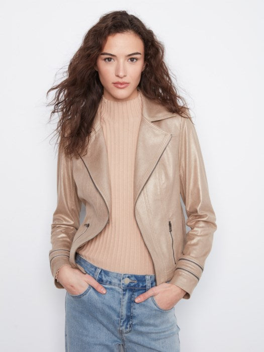 Foiled Vintage Faux Leather Jacket